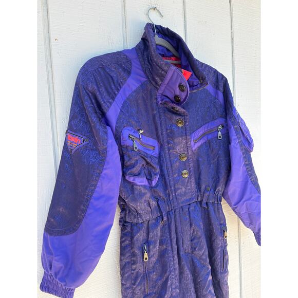 Vintage 80s Kaelin Iridescent Purple Ski Suit, Snowsuit,‎ Size 4 - Picture 4 of 8